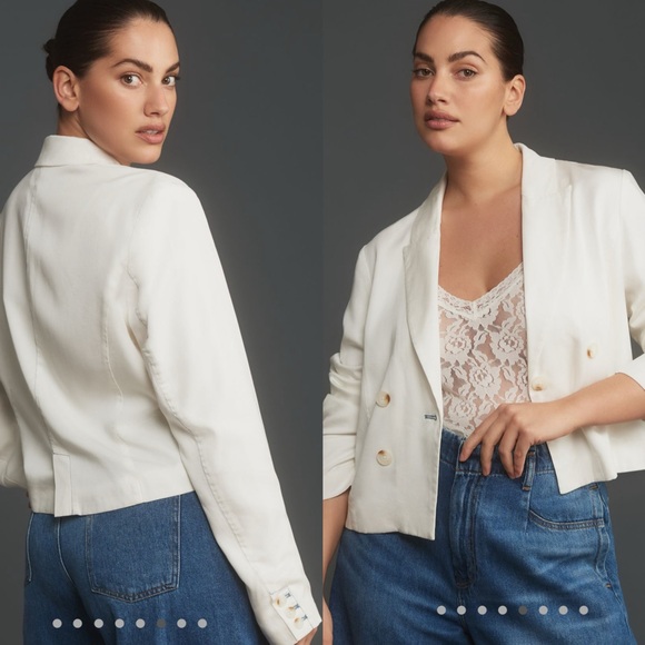 By Anthropologie cropped Washed Denim Jacket - Picture 4 of 12